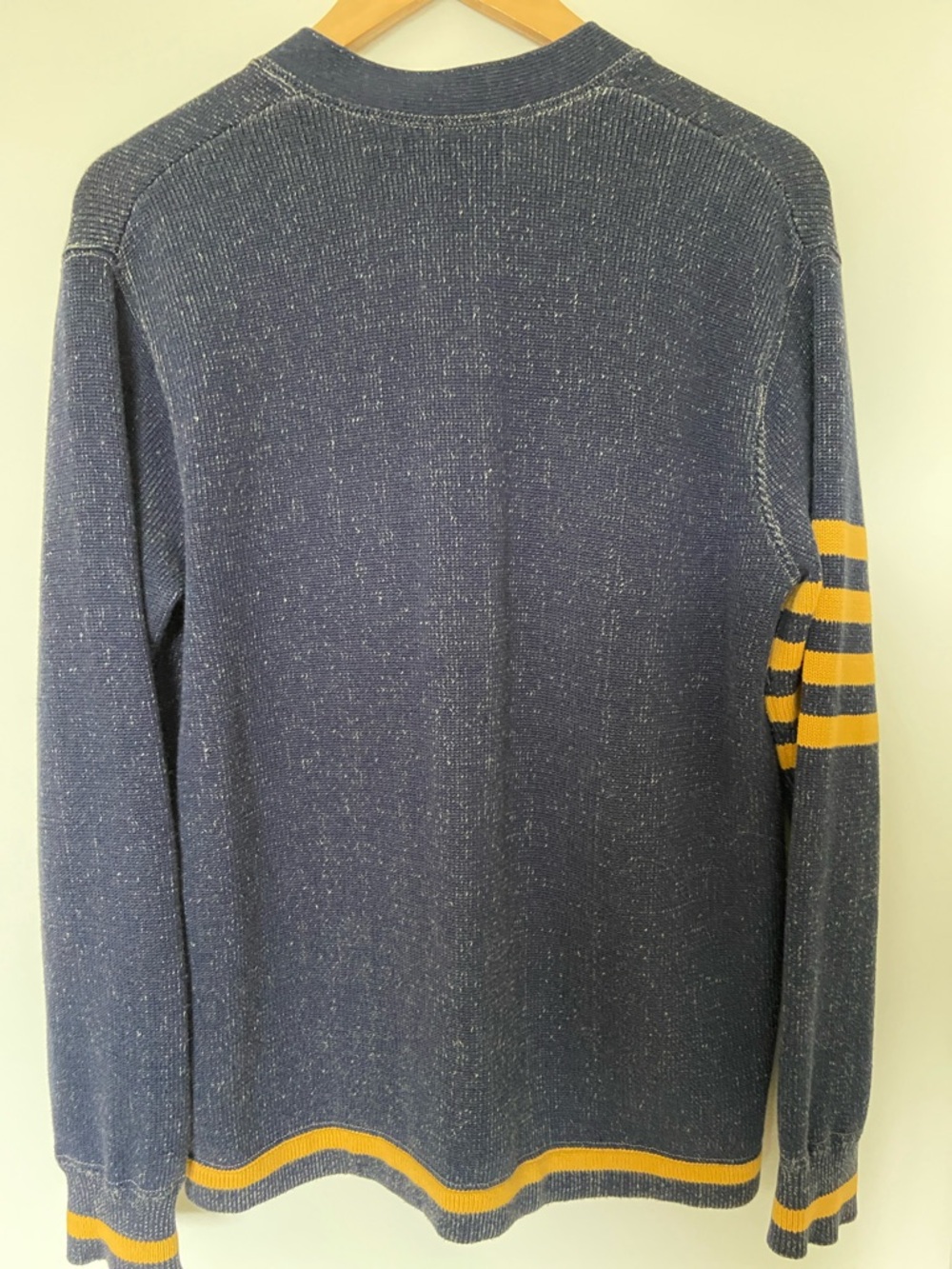 Polo by Ralph Lauren Navy Varsity Cardigan with Gold Patch and Stripes-M - Picture 4 of 4
